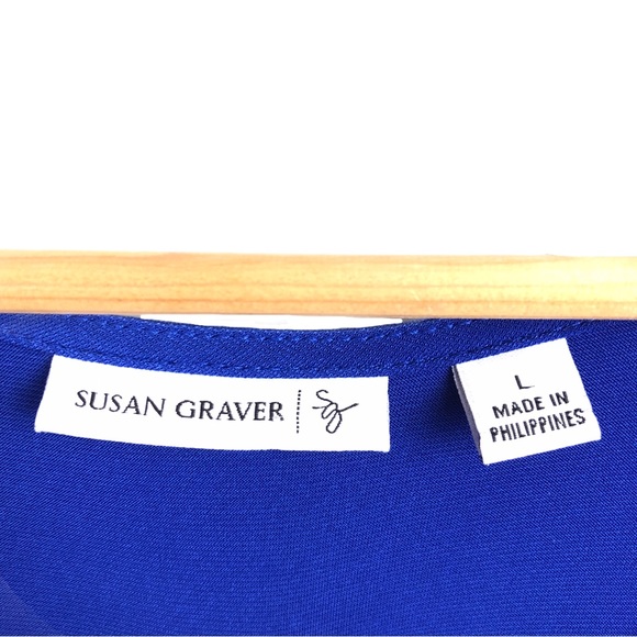 Susan Graver Liquid Knit Cut Out Stretchy 3/4 Sleeve Swing Dress Cerulean Blue - Picture 7 of 9